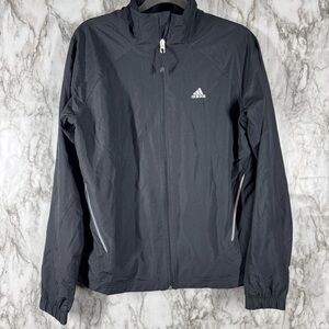 ADIDAS Jacket Womens Medium Black Full Zip Logo Long SleeveTrack Windbreaker M